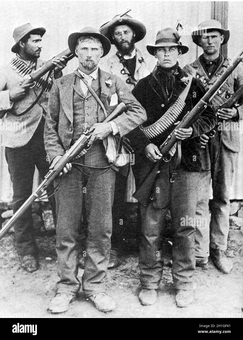 Guerriglieri Boer durante la seconda Guerra Boer Foto Stock