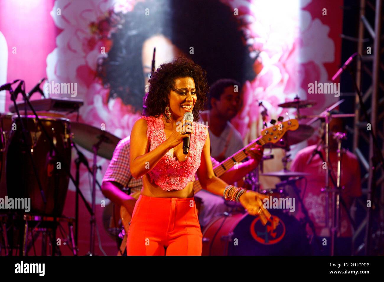 salvador, bahia / brasile - 1 ottobre 2014: La cantante Ana Mametto è visto durante una performance al Parque Costa Azul nella città di Salvador. Foto Stock