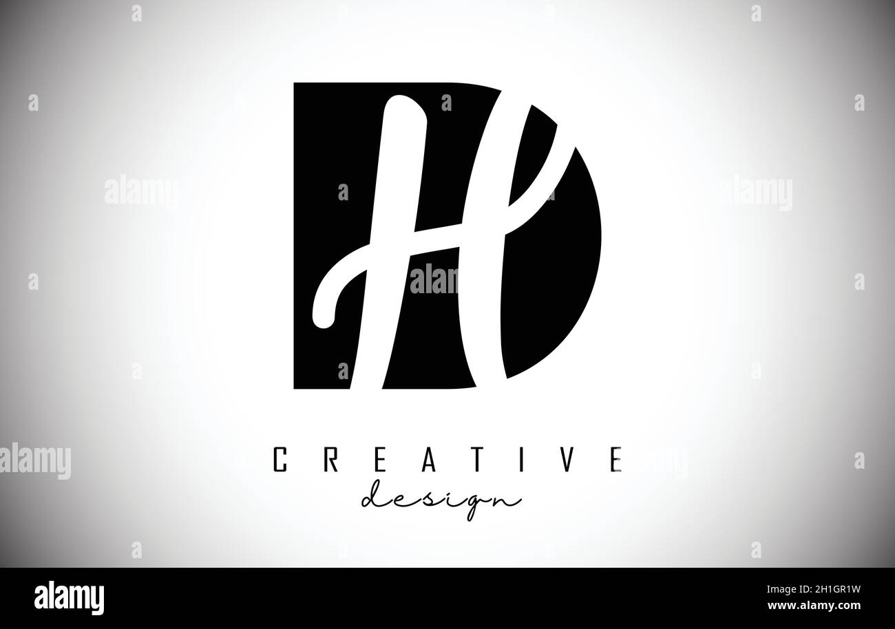 Logo Letters DH d h dal design minimalista. Lettere D e h con tipografia geometrica e manoscritta. Illustrazione del vettore creativo con lettere D a Illustrazione Vettoriale