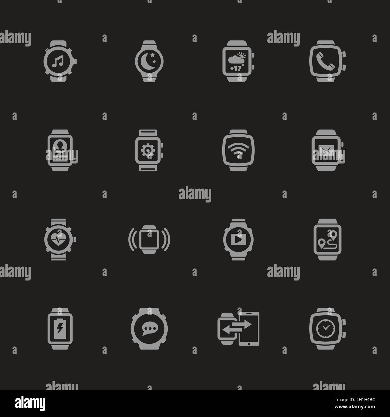 Smart Watch - icone vettoriali piatte Illustrazione Vettoriale