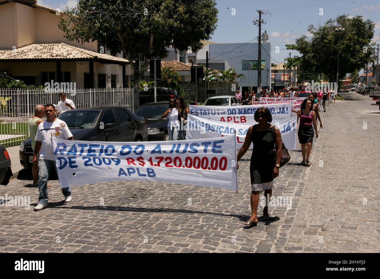 porto seguro, bahia / brasile - 22 ottobre 2010: Gli insegnanti delle scuole pubbliche protestano durante uno sciopero nella città di Porto Seguro, nel sud di Bahia. Foto Stock