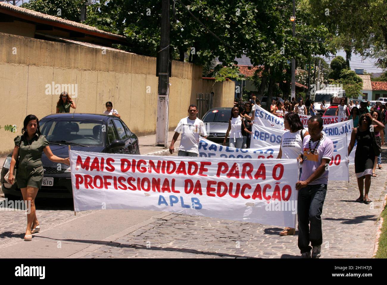 porto seguro, bahia / brasile - 22 ottobre 2010: Gli insegnanti delle scuole pubbliche protestano durante uno sciopero nella città di Porto Seguro, nel sud di Bahia. Foto Stock