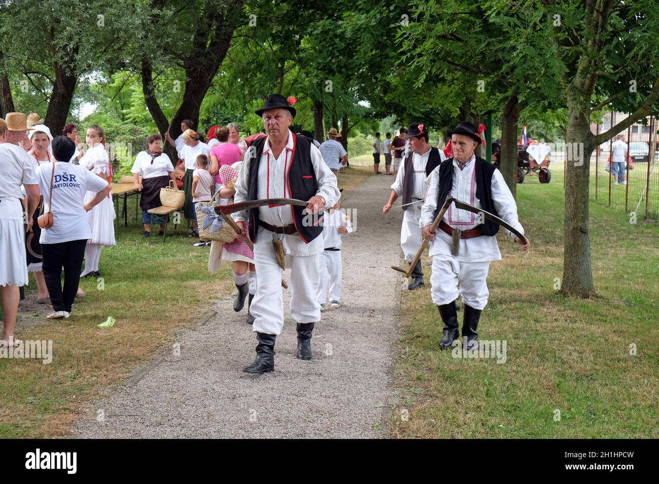 Gli agricoltori entrano nel raccolto a Trnovec, Croazia Foto Stock