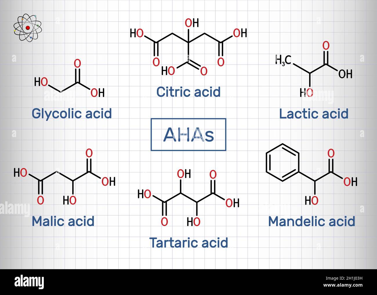 Acido Citrico AHA Acido Alphaidrossi Formula Chimica Strutturale E Modello  Molecolare 3d Atomi Con Codifica a Colori Vettore Illustrazione Vettoriale  - Illustrazione di chimico, agrume: 169971464