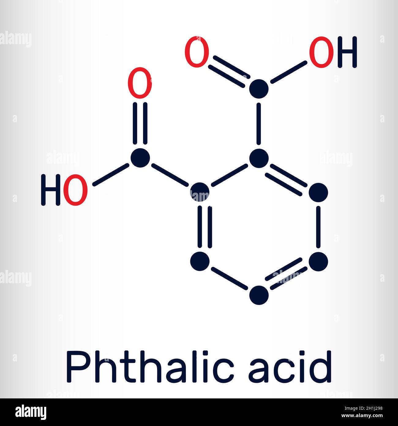 Acido ftalico, molecola di acido benzendicarbossilico. È acido dicarbossilico aromatico. Formula chimica scheletrica. Illustrazione vettoriale Illustrazione Vettoriale