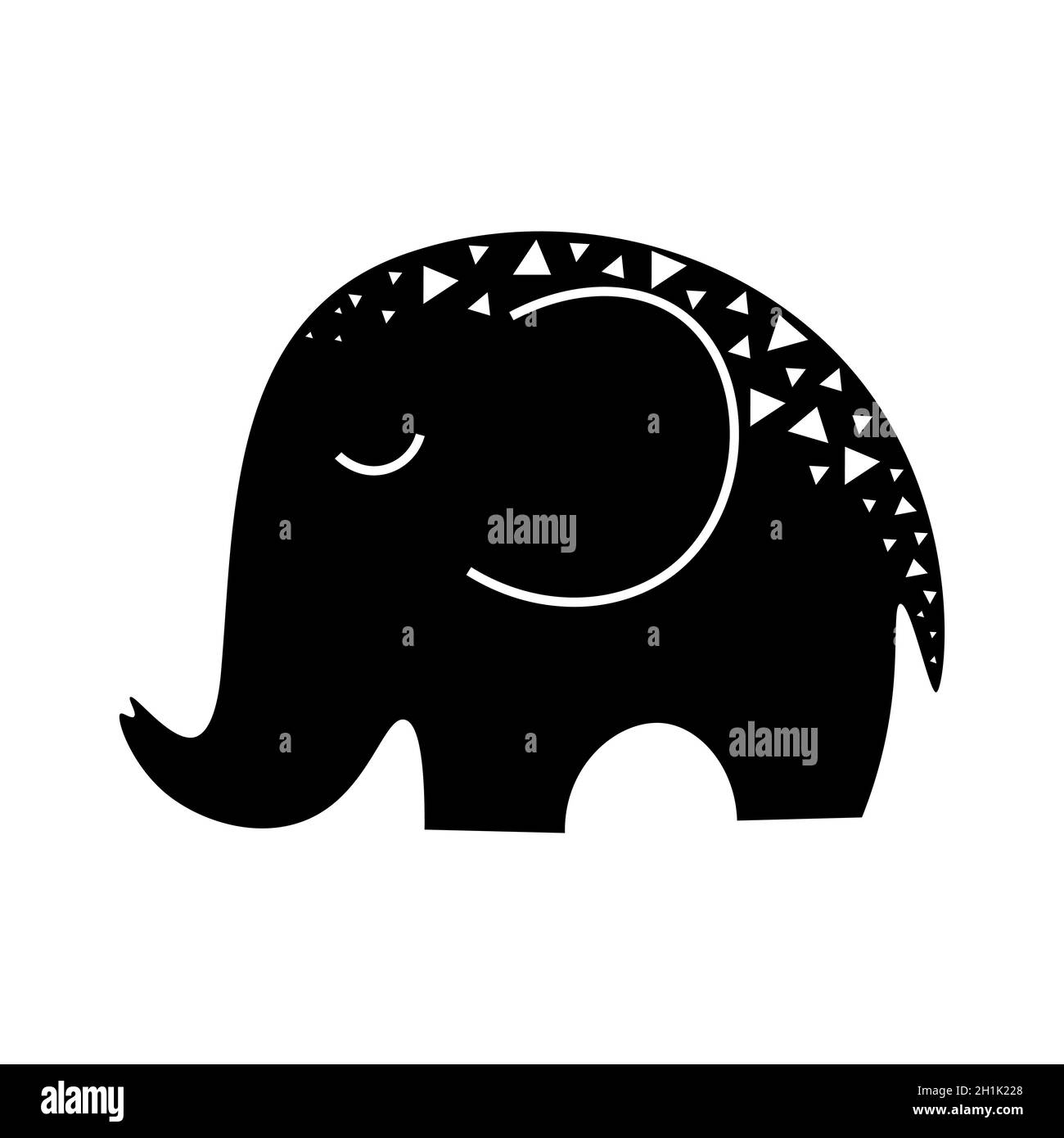 Simbolo moderno dell'elefante con gioielli, disegno stilizzato, disegno a mano, incisione. Vintage mistico design in stile boho, tatuaggio, logo. Vettore illus Illustrazione Vettoriale