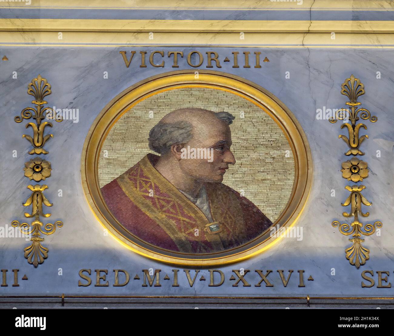 Papa Vittorio III, nato Dauferio, fu Papa dal 24 maggio 1086 alla sua morte nel 1087, basilica di San Paolo fuori le mura, Roma, Italia Foto Stock