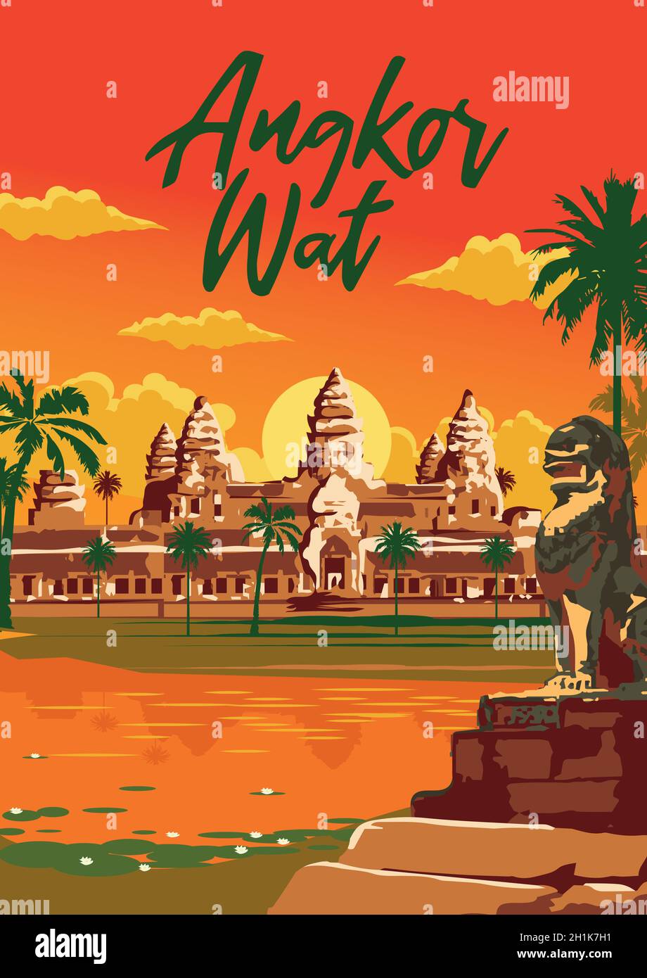 Set di schede per brochure sui luoghi storici da visitare. Modello di  volantino, riviste, poster, libri, banner Angkor Wat in Cambogia Immagine e  Vettoriale - Alamy