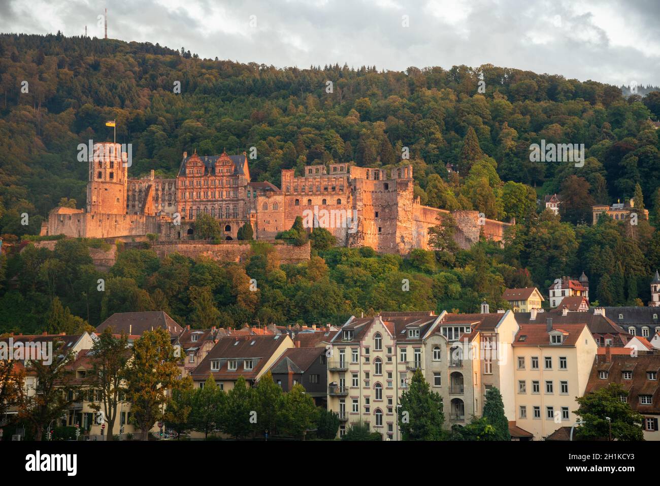 Vista sulla fortezza di Heidelberg, Germania Foto Stock