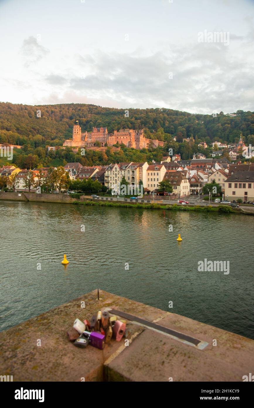Vista sulla fortezza di Heidelberg, Germania Foto Stock