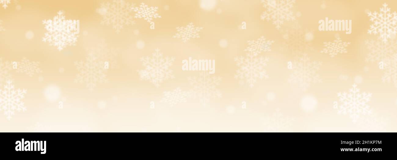 Sfondo Natale carta motivo oro oro banner panorama carta da parati con copyspace copia snowflakes Foto Stock