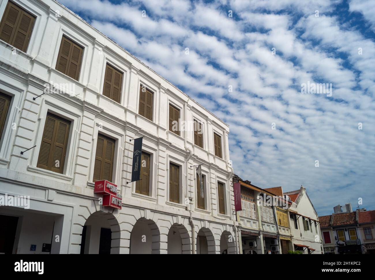 Georgetown, Penang/Malaysia - Feb 14 2020: Georgetown, Penang/Malaysia - Feb 14 2020: Architettura coloniale a Penang. Foto Stock
