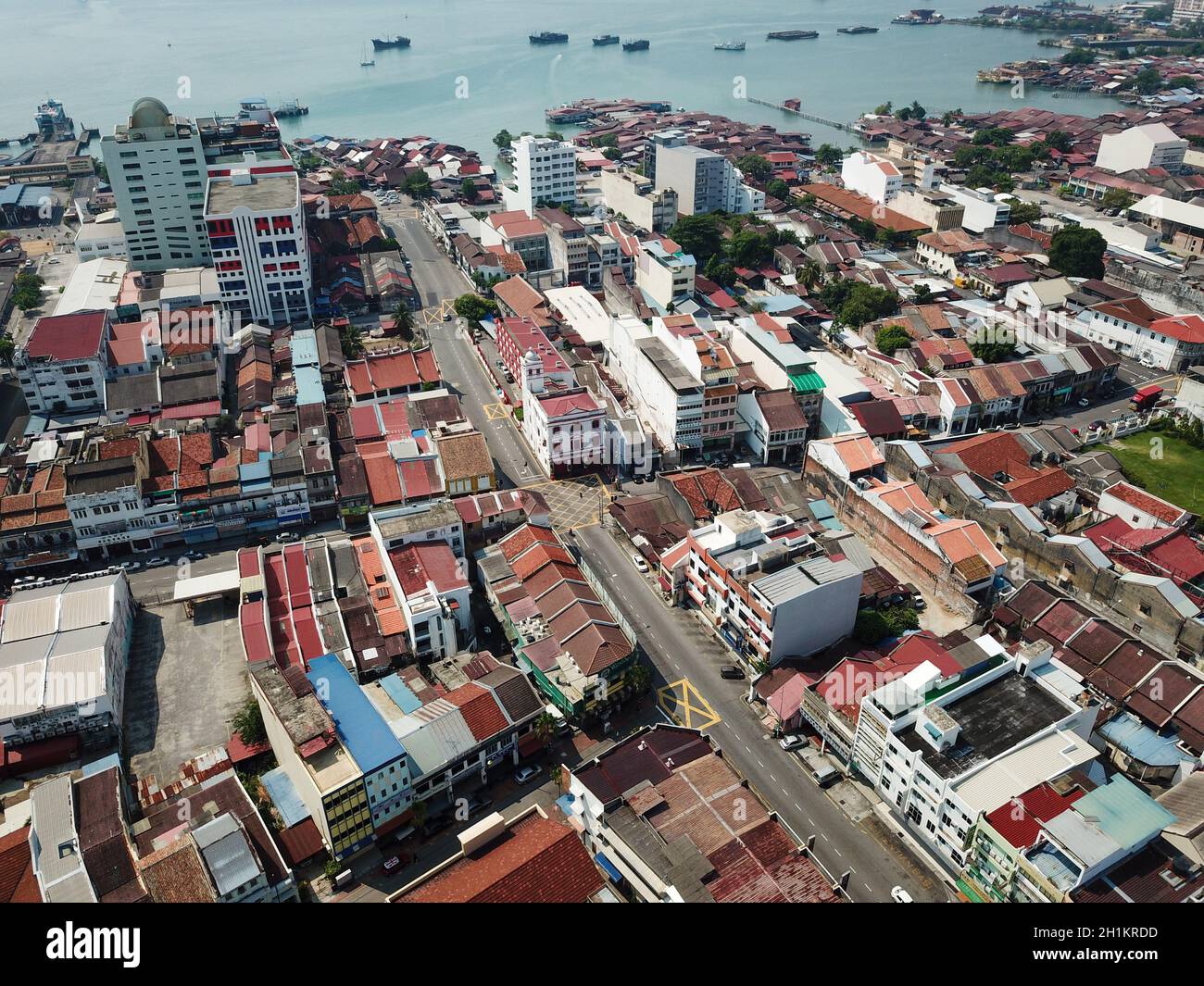 Georgetown, Penang/Malaysia - Mar 21 2020: Nessuna auto in strada durante l'ordine di controllo del movimento della Malesia. Foto Stock
