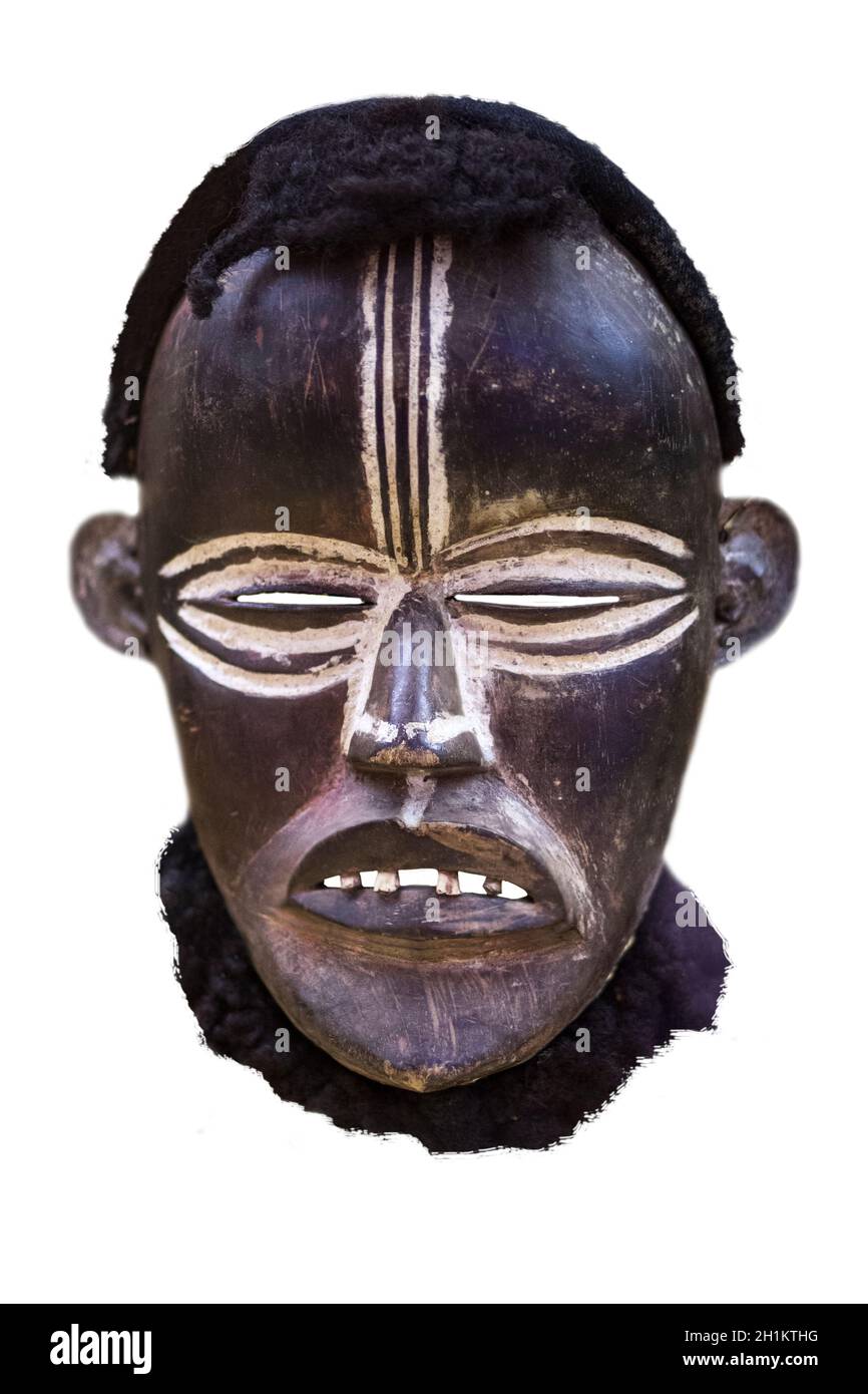 Maschera tribale africana da Dan People. Gruppo etnico mande della Costa d'Avorio Foto Stock