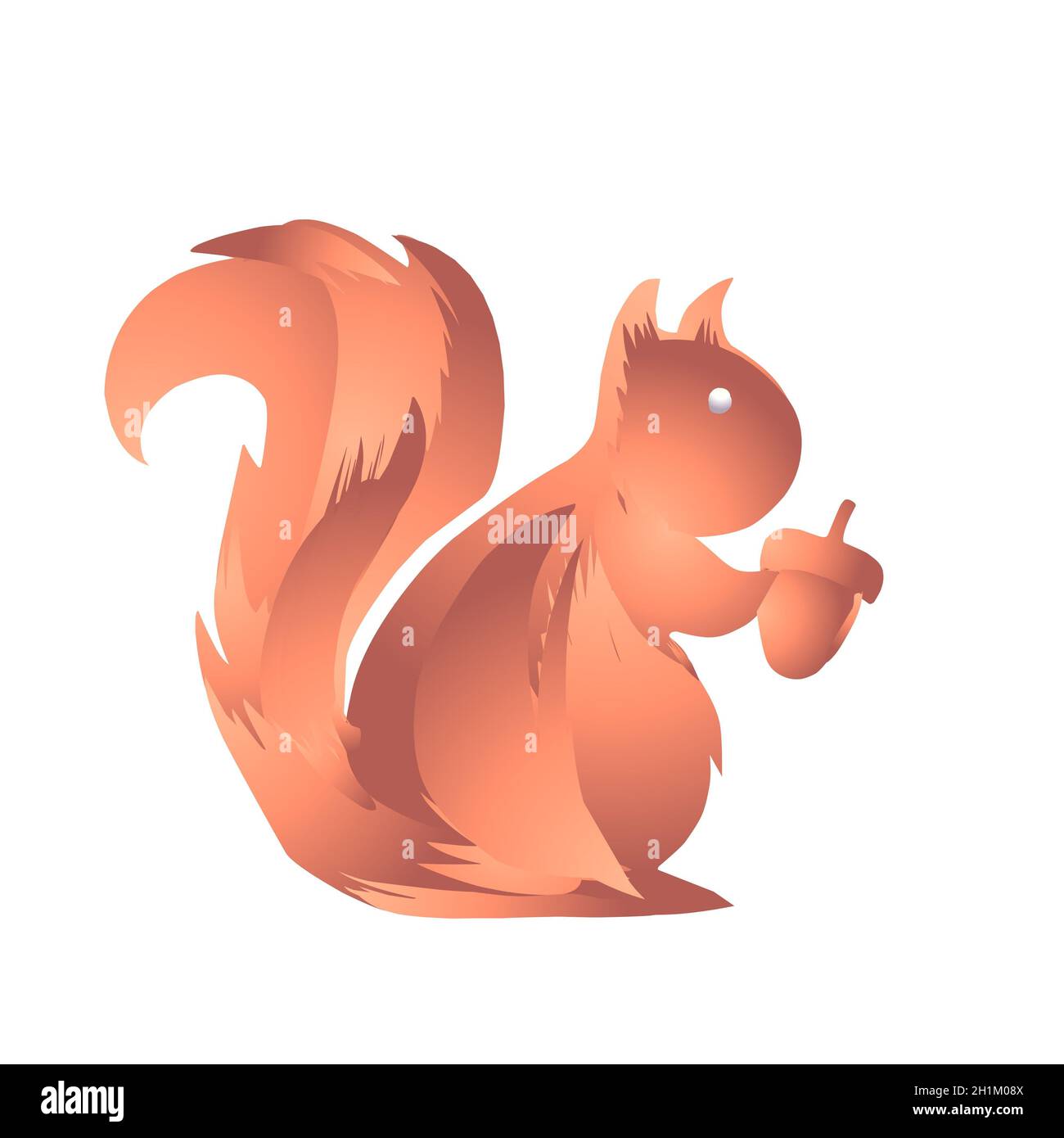 Illustrazione cartoon di uno scoiattolo con un dado isolato su sfondo bianco Foto Stock