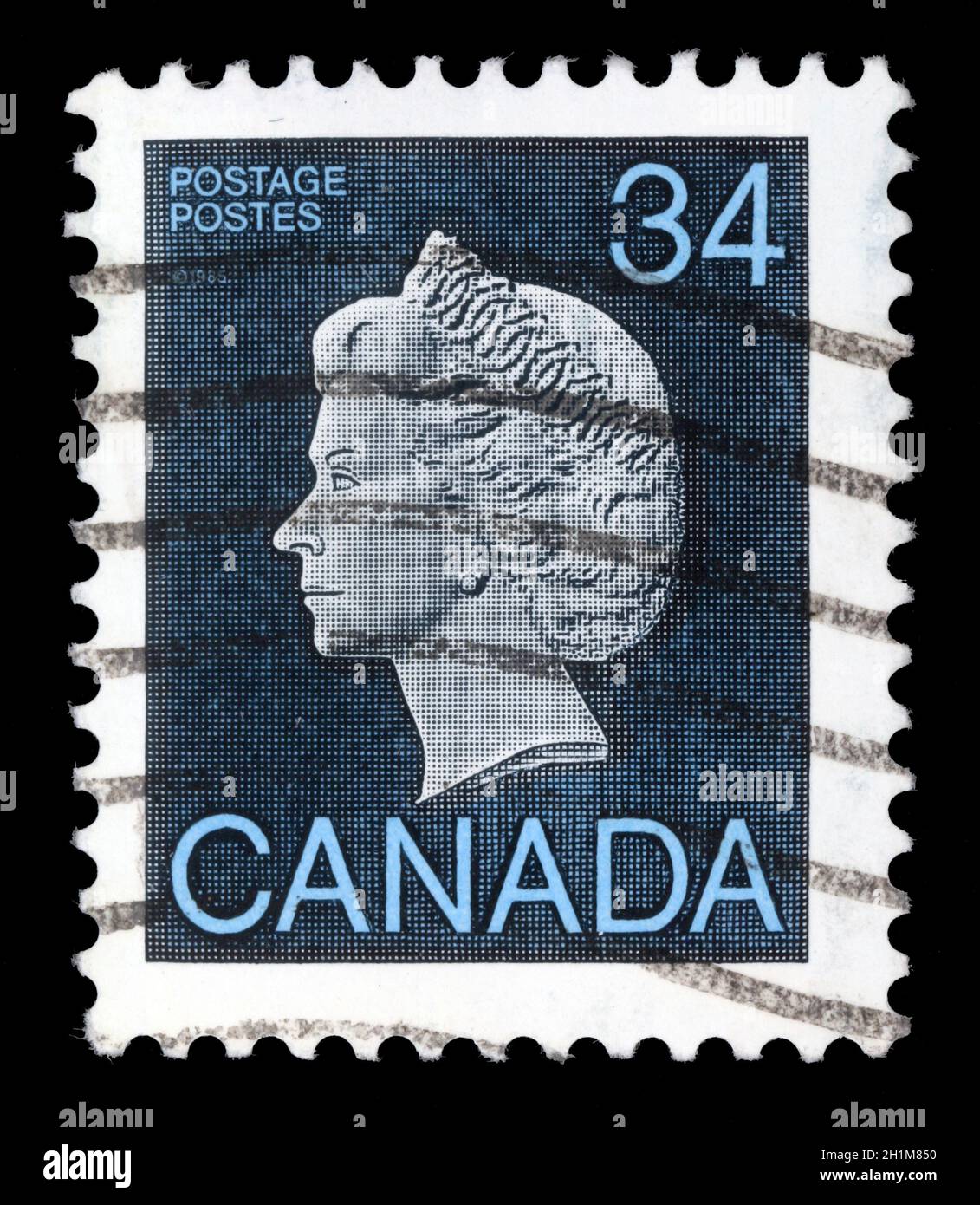Francobollo stampato dal Canada, mostra la Regina Elisabetta II, circa 1979 Foto Stock