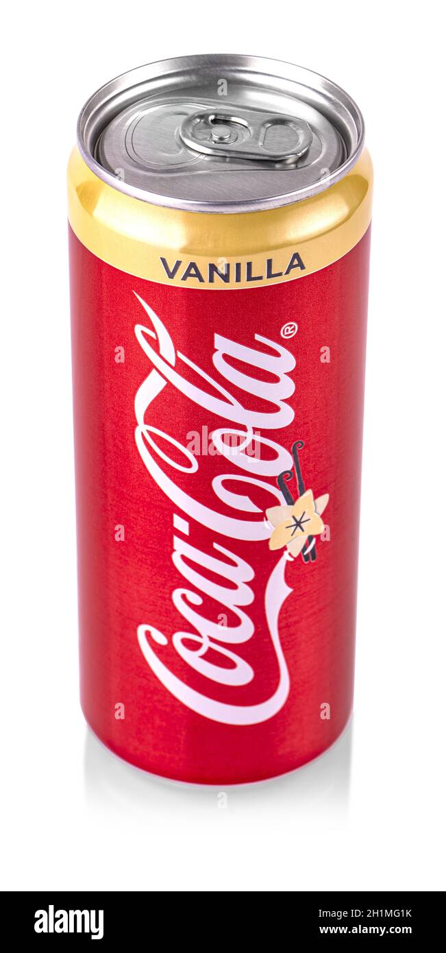 KAMCHATKA, RUSSIA - 23 APRILE 2020: Coca Cola Vanilla, lattina di Coca Cola Vanilla, Closeup di lattina di alluminio di Coca-Cola Vanilla prodotta dalla Coca-col Foto Stock