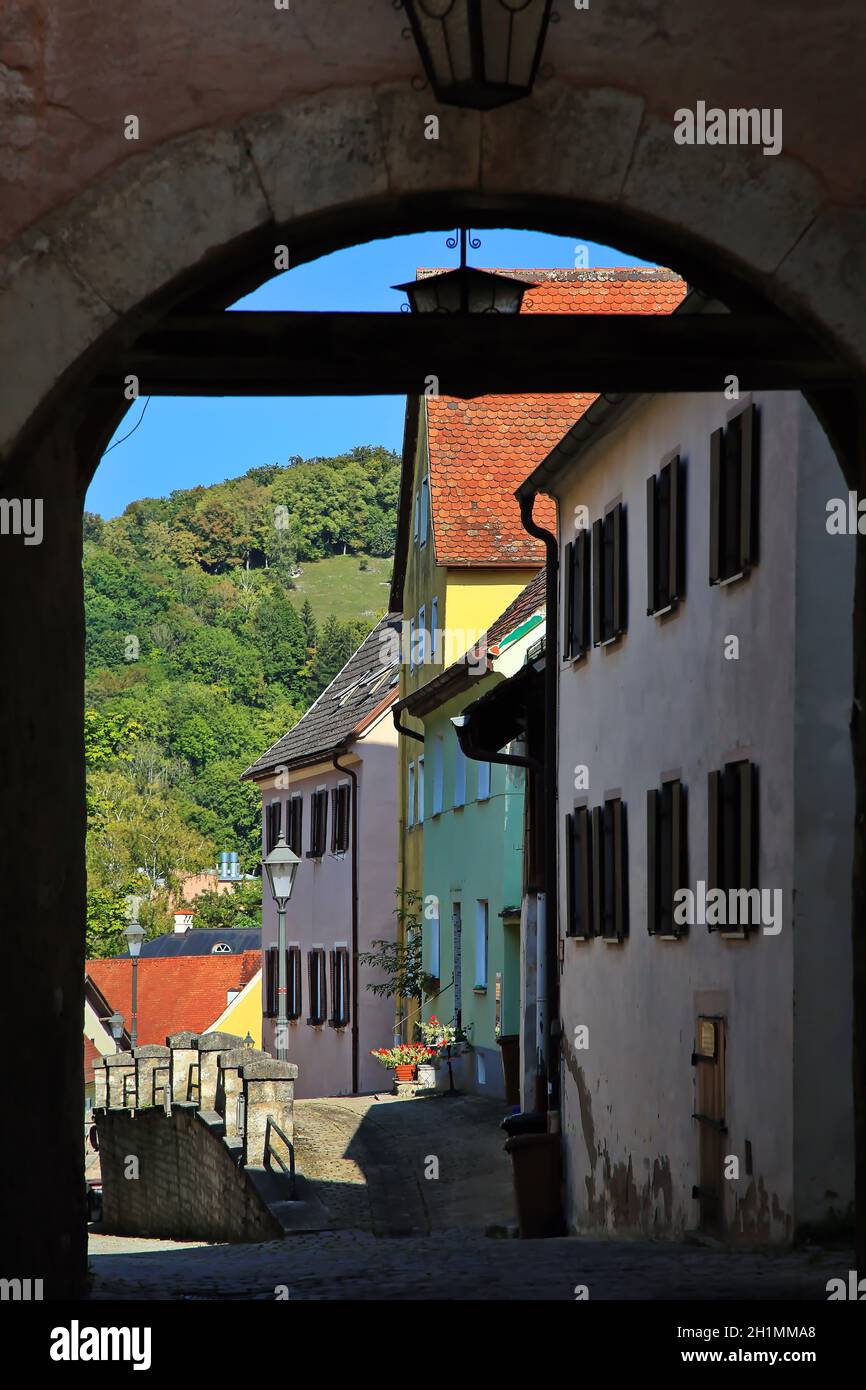 Oberes Tor è una vista di Pappenheim in Baviera Foto Stock