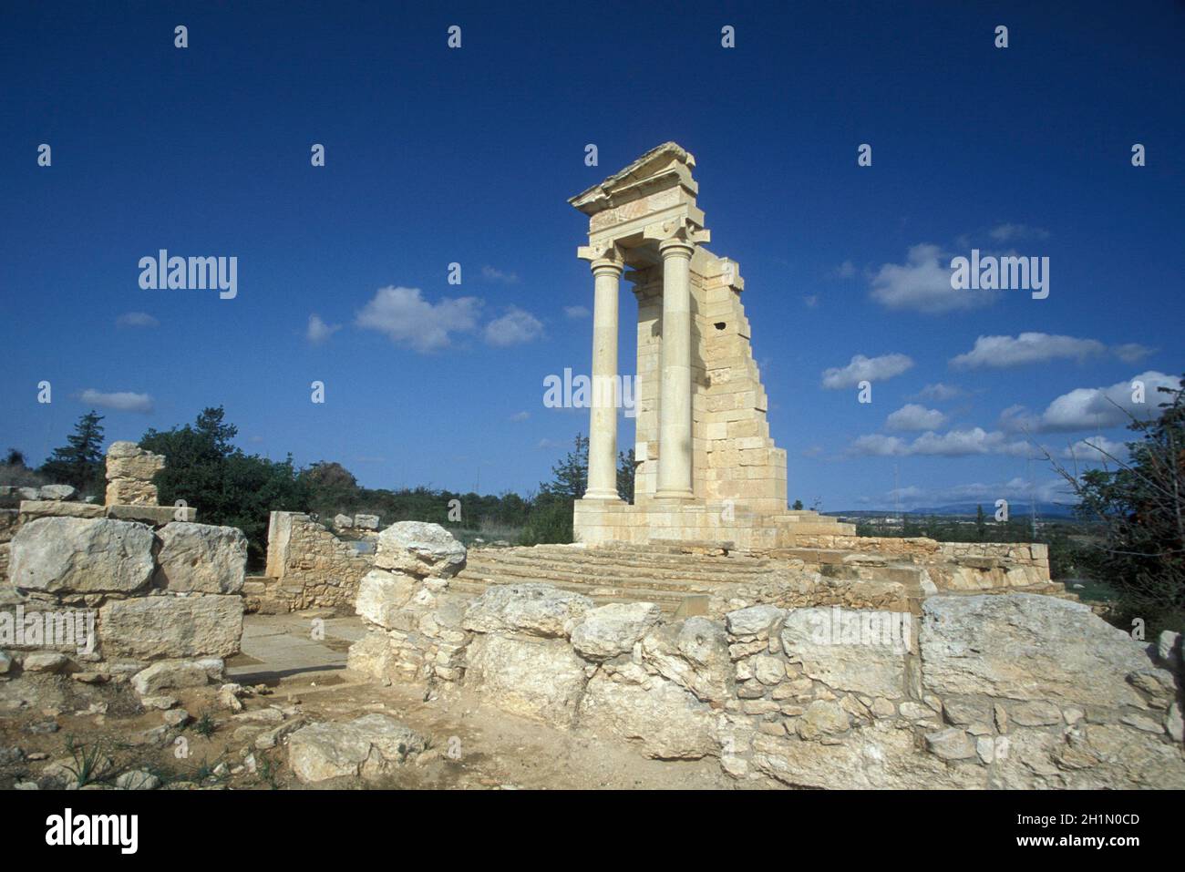 Il Santuario di Apollo Hylates nelle rovine romane di Kourion nel sud di Cipro. Cipro, Kourion, novembre 2001 Foto Stock