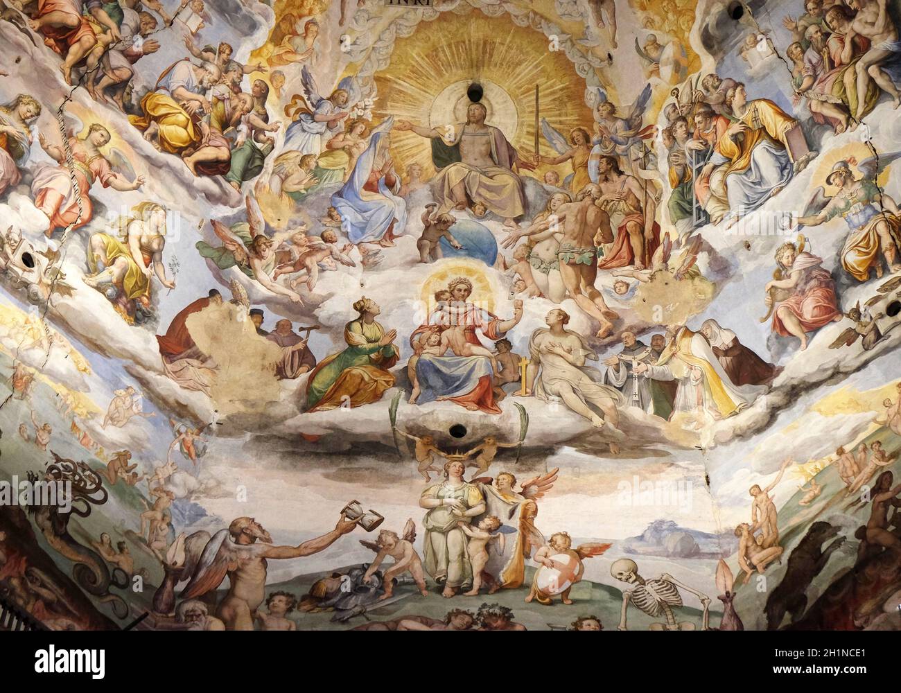 Ultima Sentenza, affresco di Giorgio Vasari nella Cattedrale di Santa Maria del Fiore (Duomo di Santa Maria del Fiore, Firenze, Italia Foto Stock