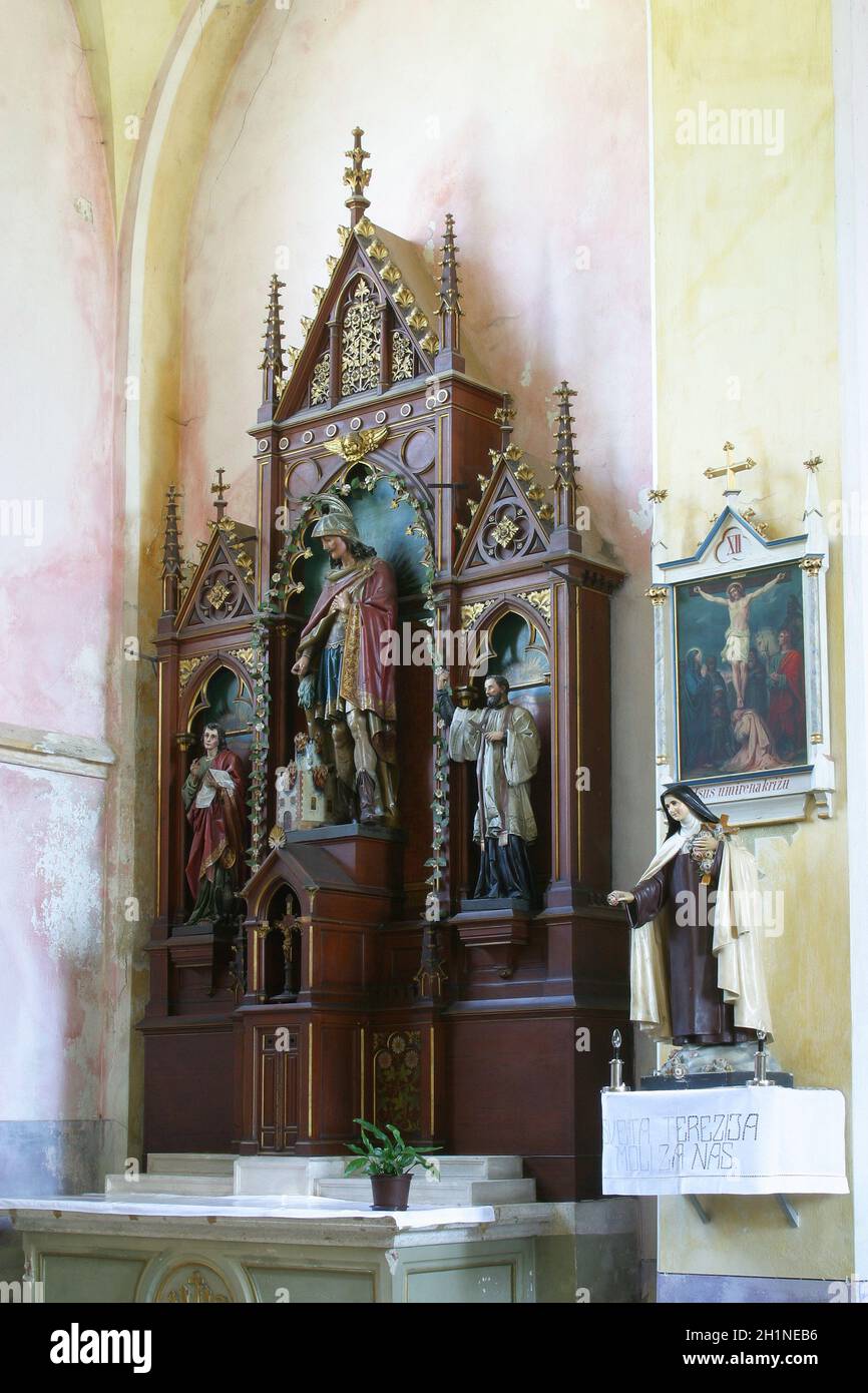 Altare di San Florian nella chiesa parrocchiale di San Nicola a Krapina, Croazia Foto Stock