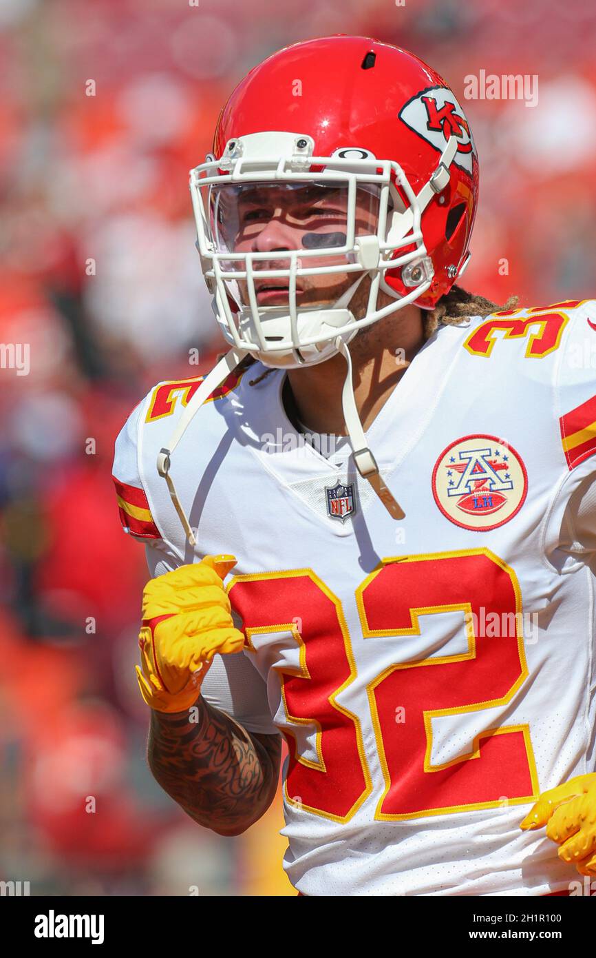 Domenica 17 ottobre 2021; Landover, MD, USA; Kansas City Chiefs Free Safety Tyrann Mathieu (32) durante una partita NFL contro il Washington Football te Foto Stock