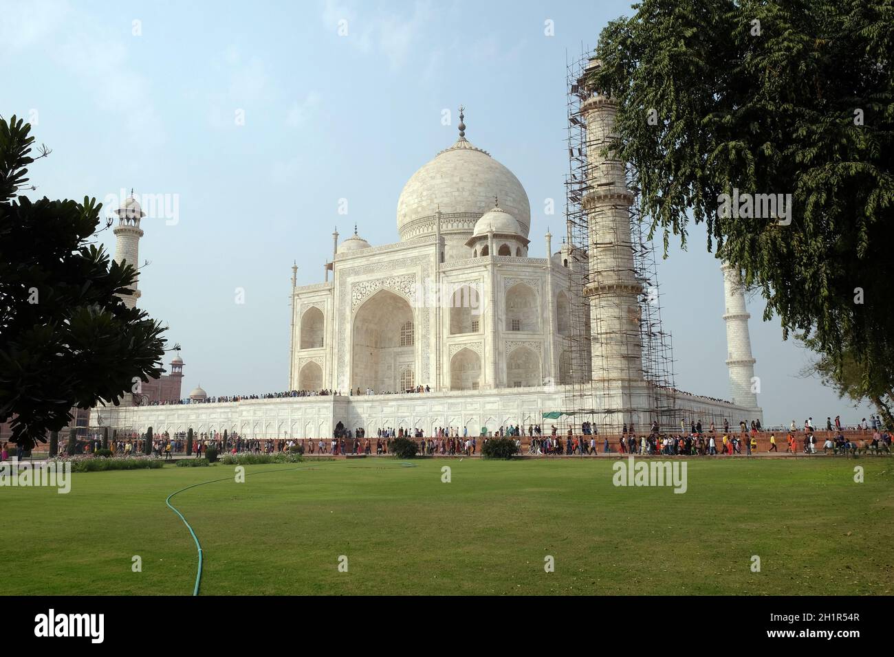 Taj Mahal (Corona dei palazzi) ad Agra, Uttar Pradesh, India Foto Stock