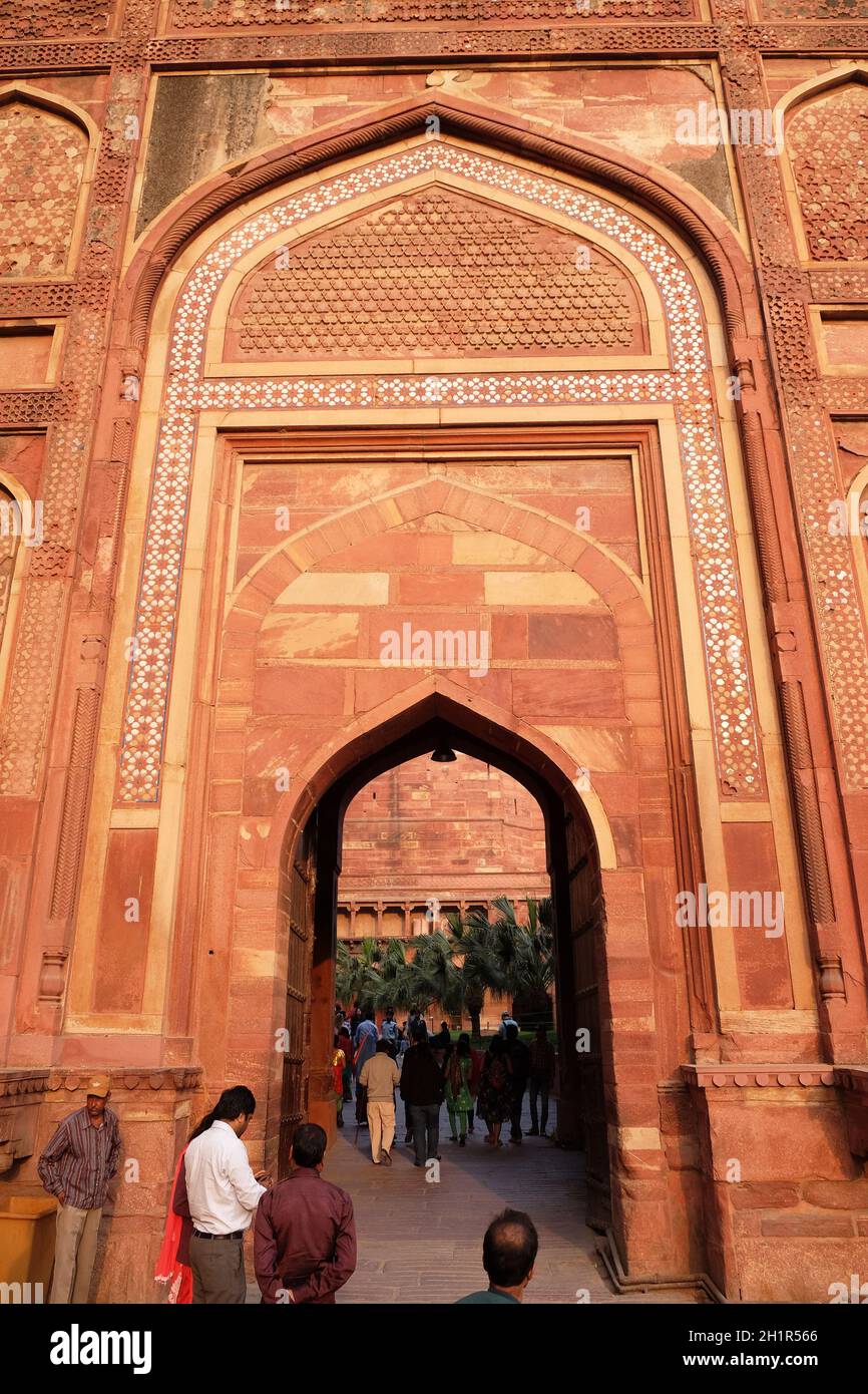 Amar Singh porta del Forte di Agra, patrimonio mondiale dell'UNESCO ad Agra. Uttar Pradesh, India Foto Stock