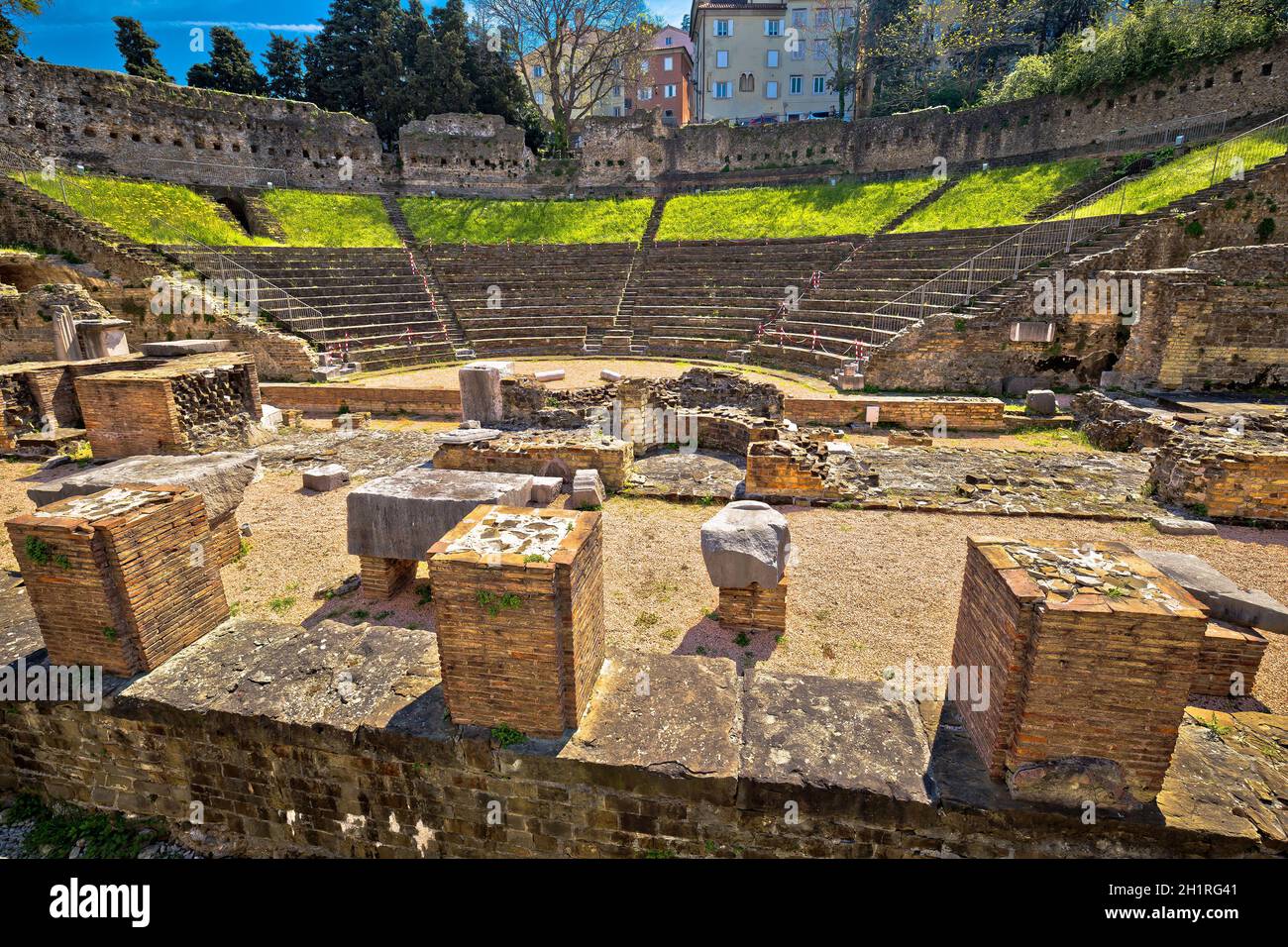 Storico Teatro romano di Trieste vista rovine, regione Friuli Venezia Giulia di Italia Foto Stock