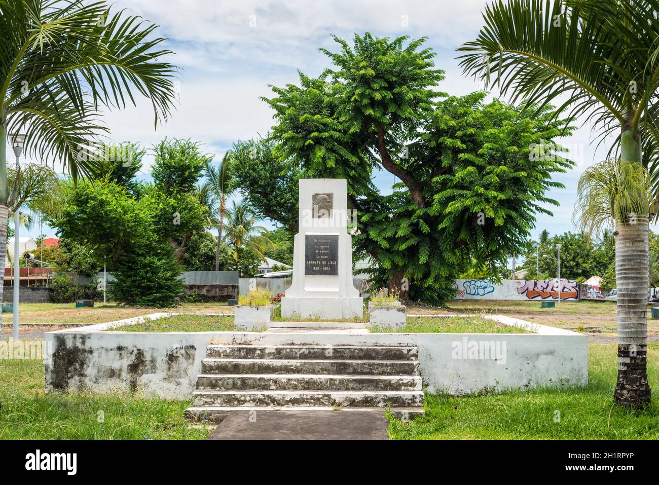 Saint-Paul, Isola di Reunion, Francia - 24 dicembre 2015: Monumento a Leconte de Lisle in San Paolo sull isola di Reunion, Francia. Charles Marie René Lecon Foto Stock