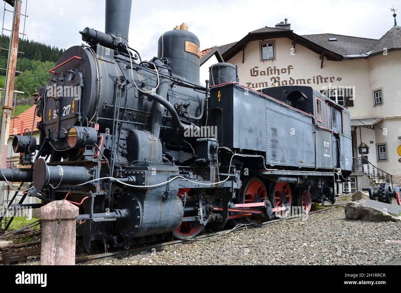 Dampflokomotiva a Vordernberg in der Steiermark (Erzbergbahn), Österreich, Europa-locomotiva a vapore a Vordernberg in Stiria (Erzbergbahn), Austria, Foto Stock