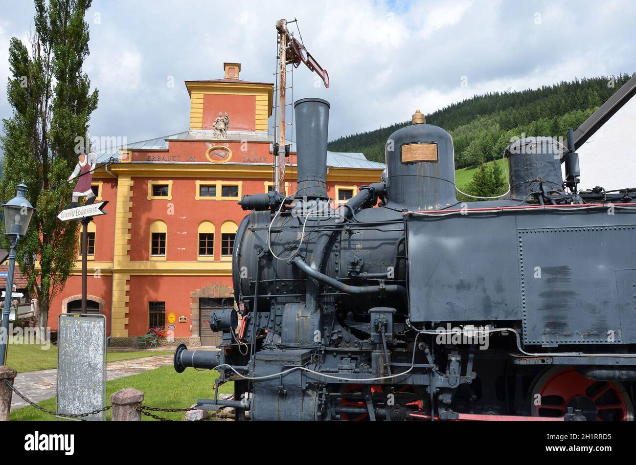 Dampflokomotiva a Vordernberg in der Steiermark (Erzbergbahn), Österreich, Europa-locomotiva a vapore a Vordernberg in Stiria (Erzbergbahn), Austria, Foto Stock