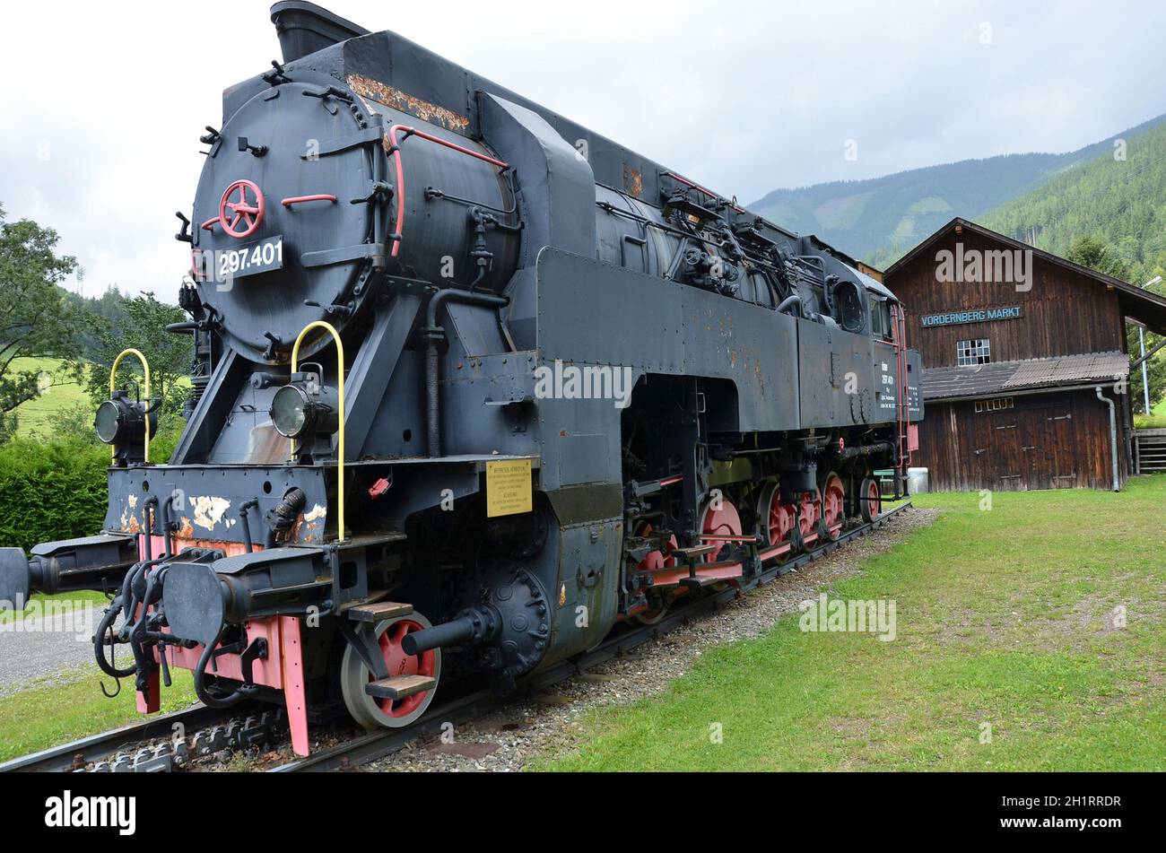 Dampflokomotiva a Vordernberg in der Steiermark (Erzbergbahn), Österreich, Europa-locomotiva a vapore a Vordernberg in Stiria (Erzbergbahn), Austria, Foto Stock