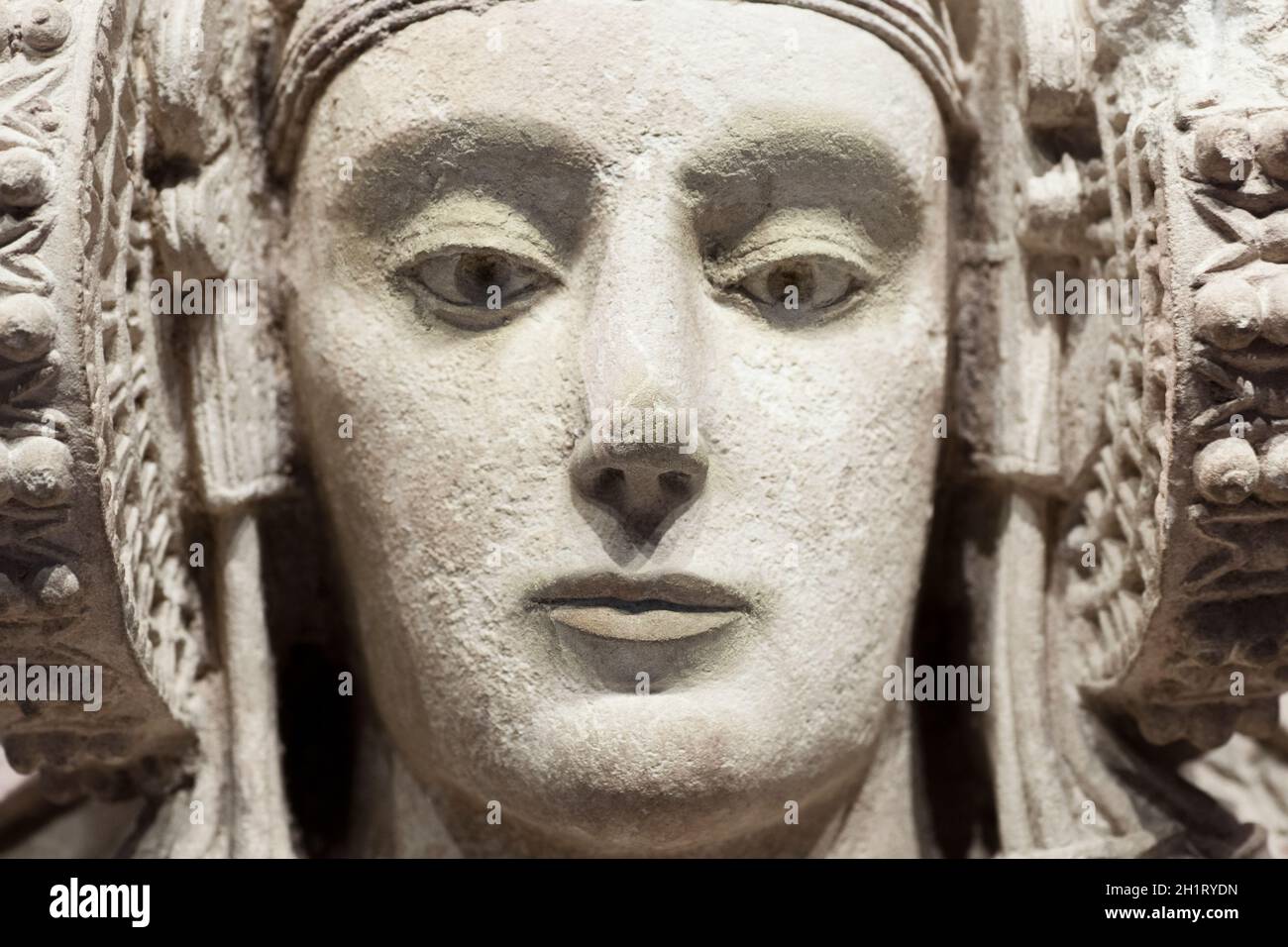 Spagna, Madrid - 6 marzo 2021: Lady of Elche, il più importante pezzo di arte iberica Closeup Foto Stock