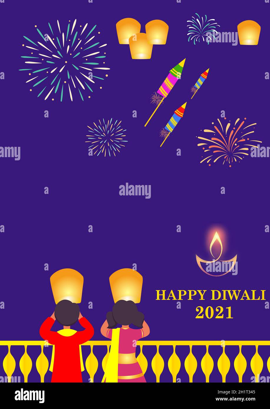 Buon Diwali auguri 2021, festa di Diwali Foto Stock