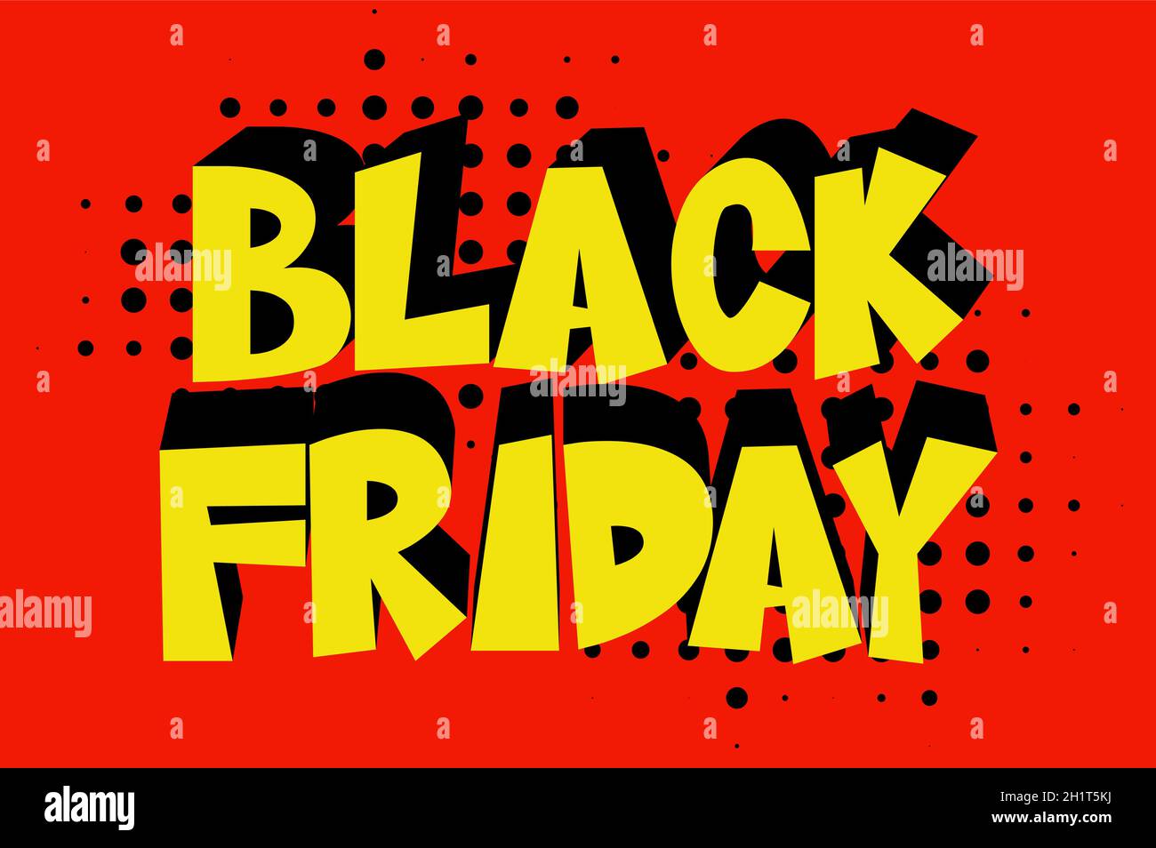 Black Friday sale Comic Lettering Vector illustrazione cartoon in stile retrò pop art su sfondo halftone Illustrazione Vettoriale