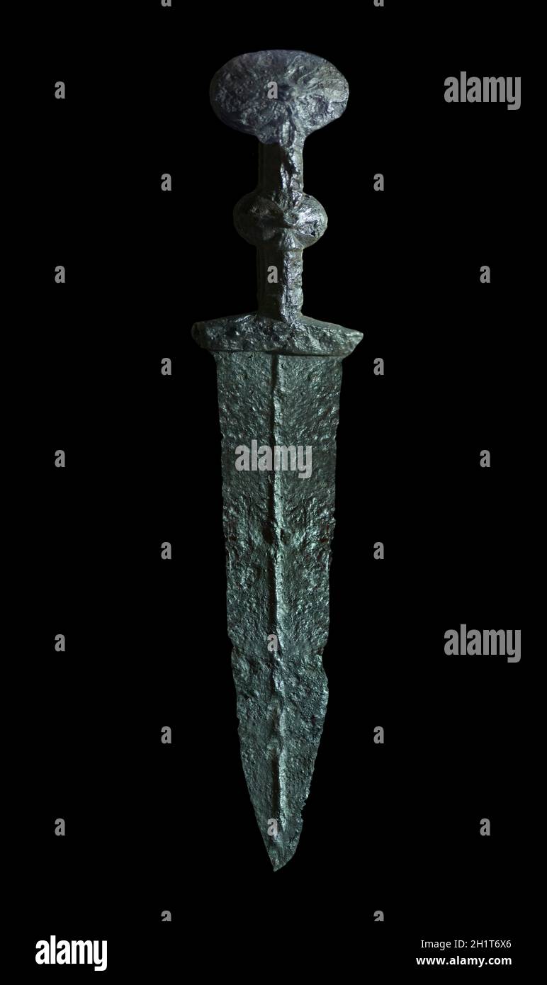 Poniard di ferro per Villasviejas del Tamuja Celt sito. IV secolo a.C. Museo Archeologico di Caceres Foto Stock