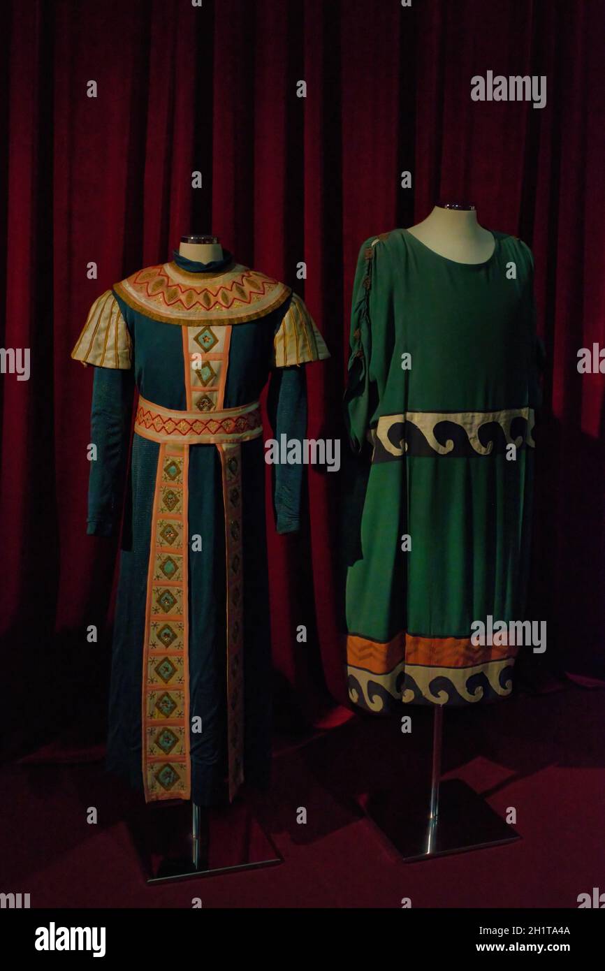 costumi teatrali. Per i ruoli nel repertorio classico. Design del costume teatrale, spogliatoio Foto Stock