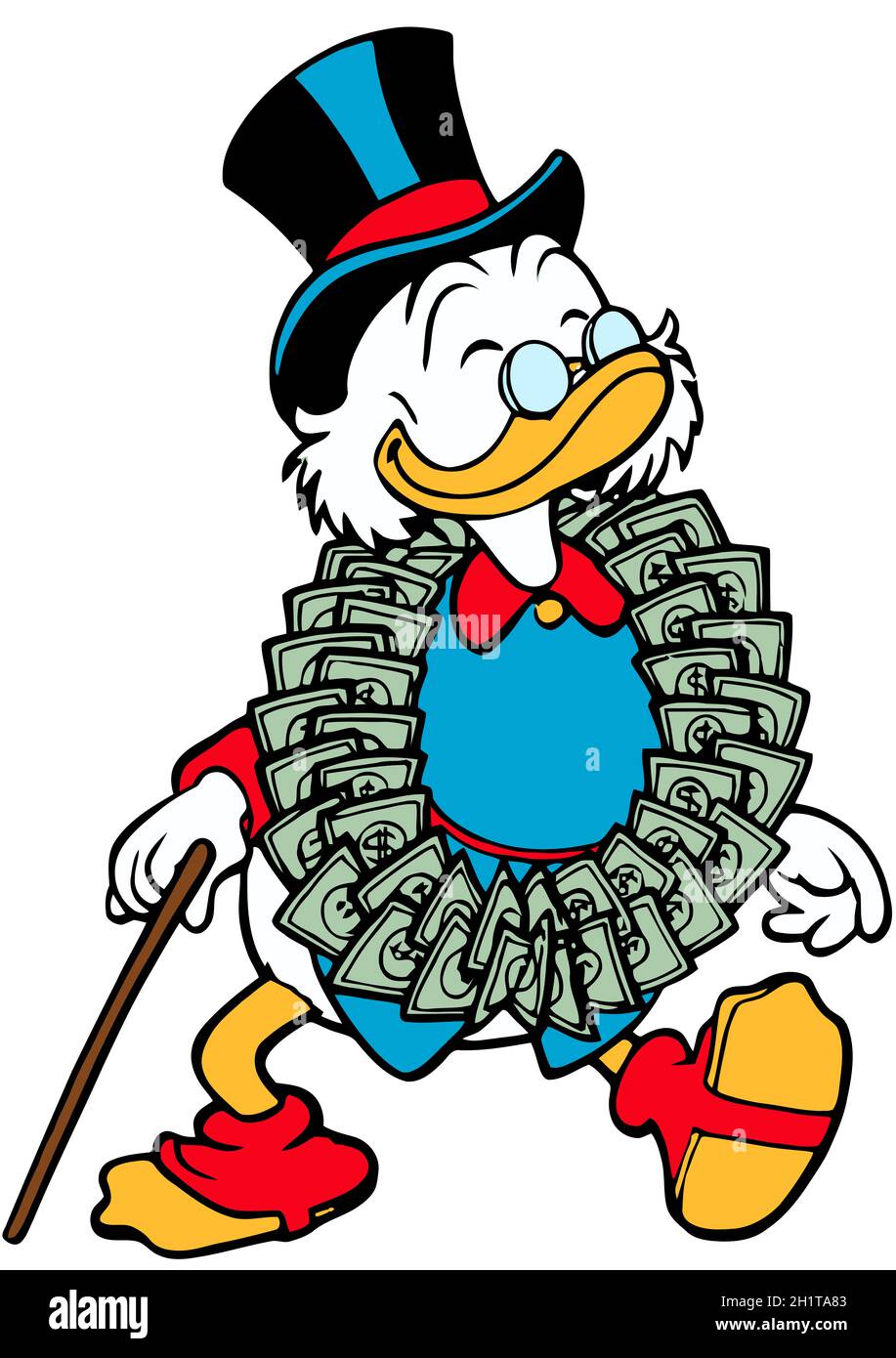 Uncle Scrooge mcduck anatra più ricche al mondo illustrazione cartoon Foto Stock
