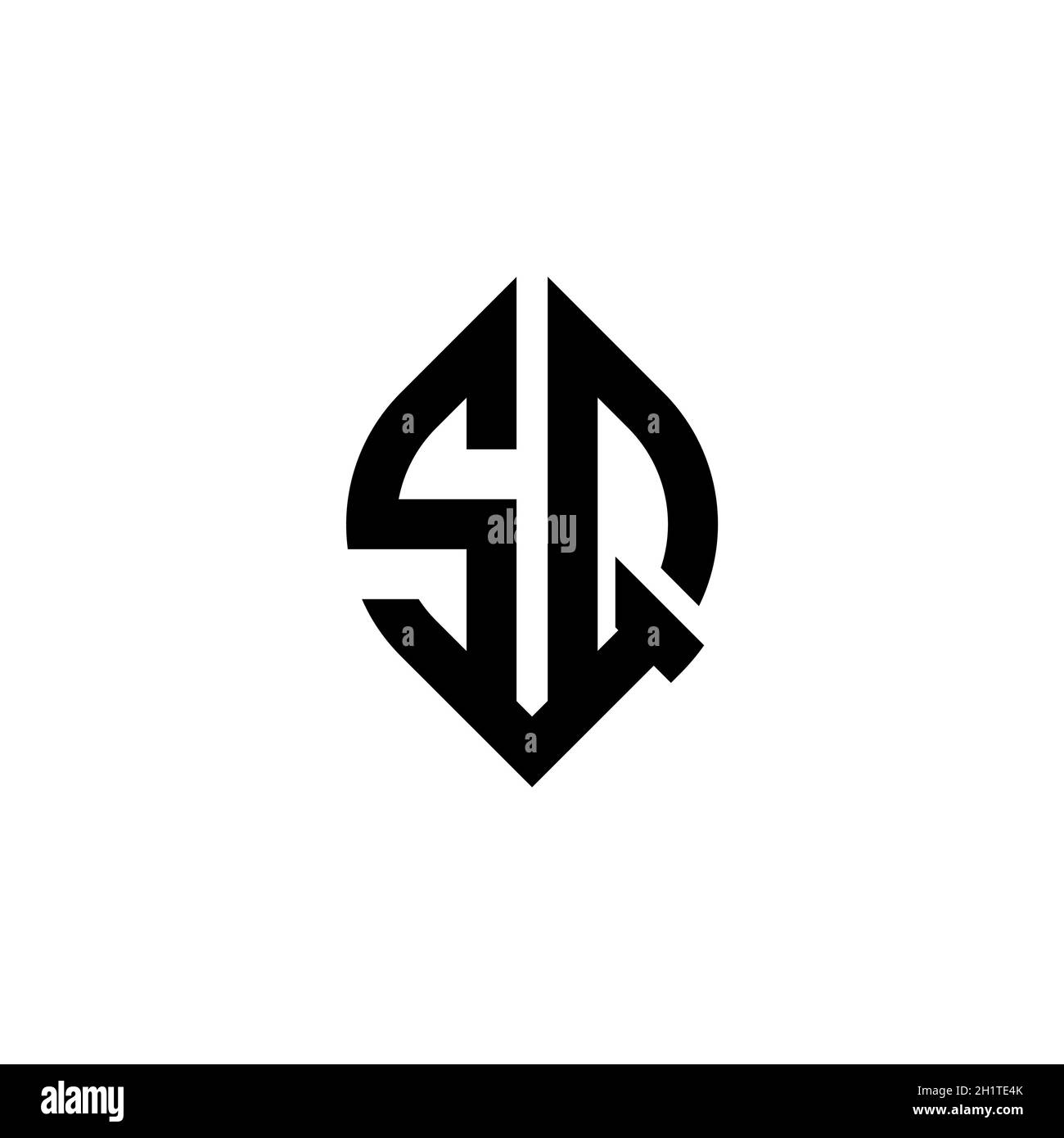 Lettera del logo SQ Monogram con modello di design geometrico semplice e continuo isolato su sfondo bianco Illustrazione Vettoriale