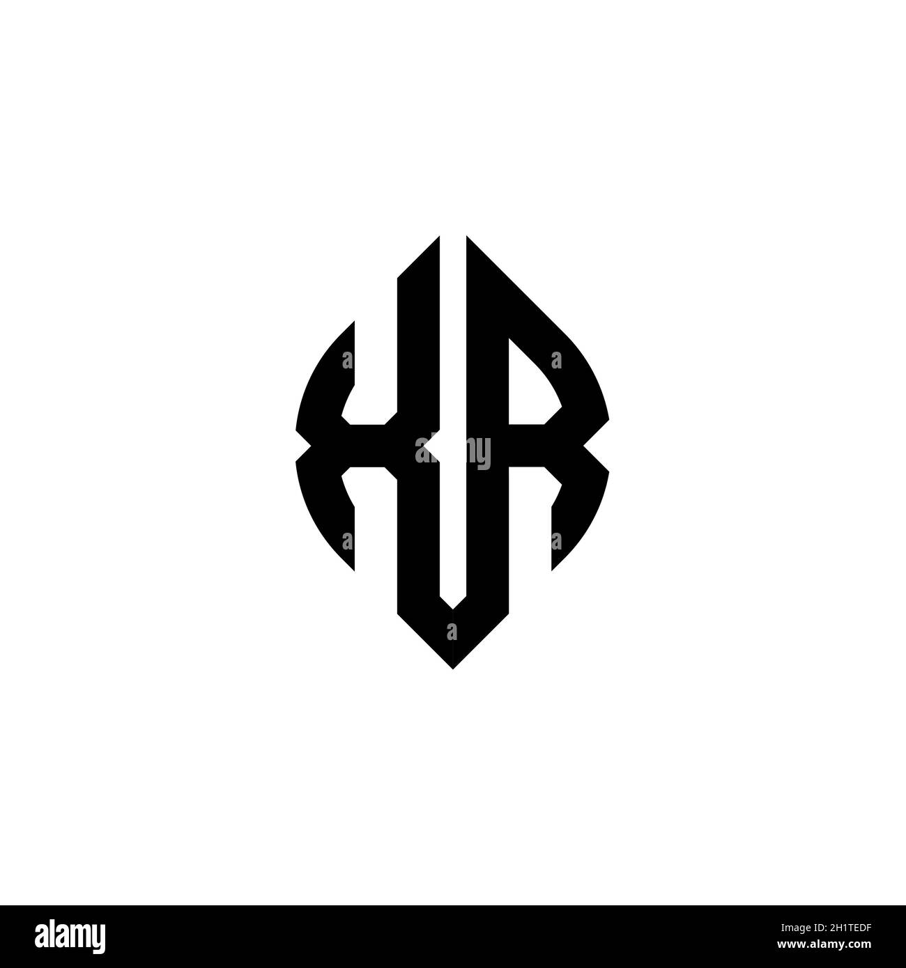 LETTERA del logo XR Monogram con modello geometrico di forma semplice continua isolato su sfondo bianco Illustrazione Vettoriale
