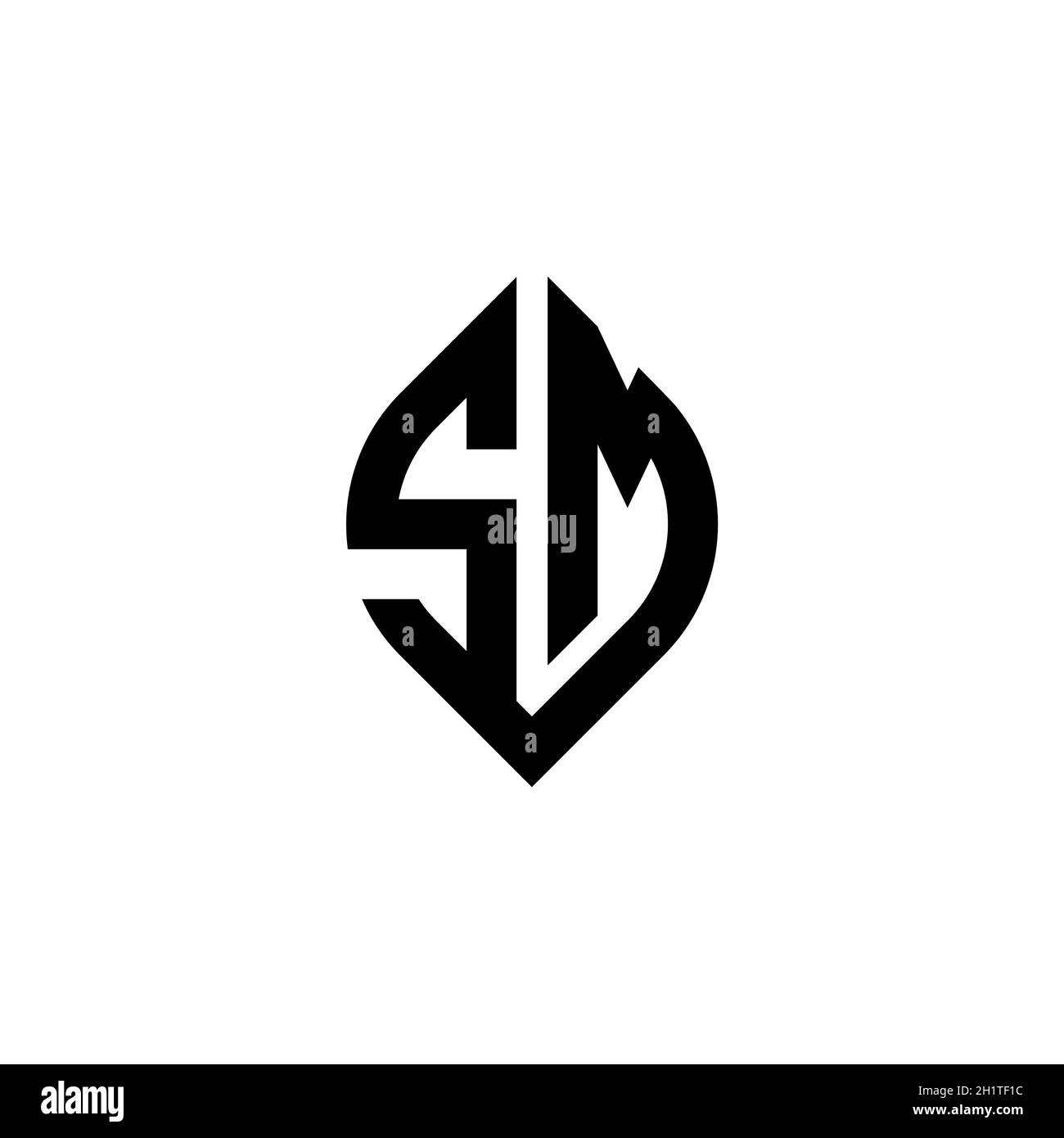 Lettera con logo SM Monogram con modello geometrico semplice e continuo, isolato su sfondo bianco Illustrazione Vettoriale