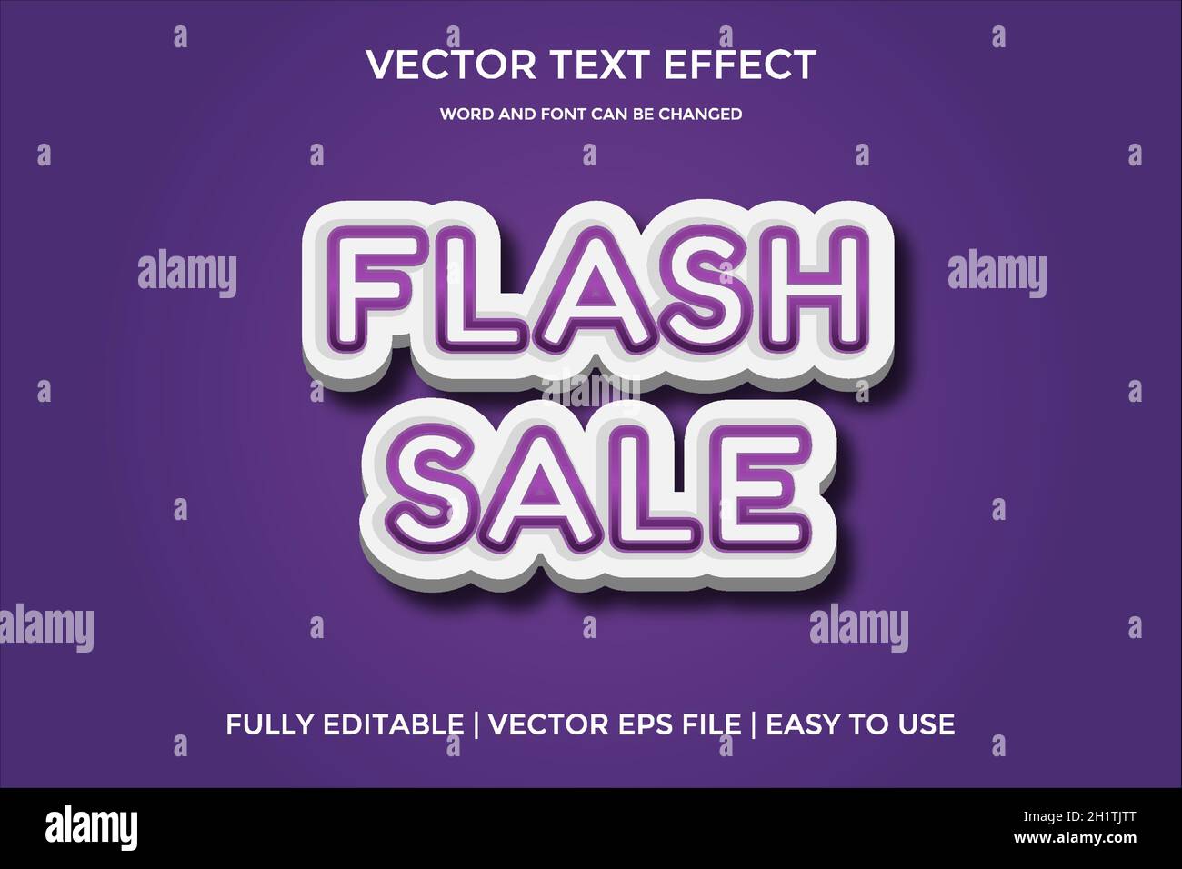 flash vendita colore viola effetto di testo vettoriale Illustrazione Vettoriale
