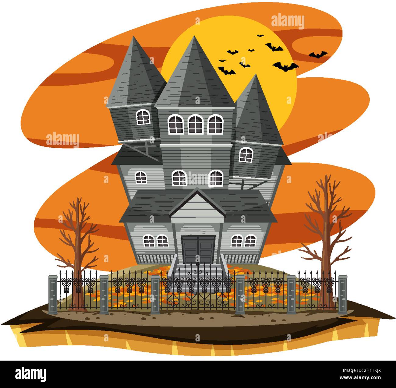 Casa infestata in stile cartoon illustrazione Illustrazione Vettoriale