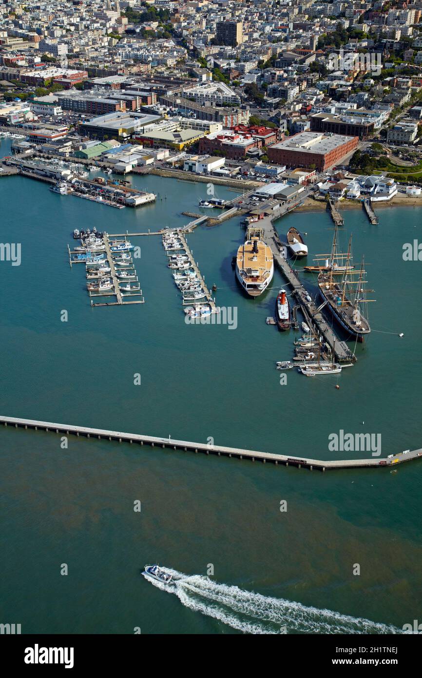 San Francisco Maritime National Historical Park, San Francisco, California, Stati Uniti d'America - aerial Foto Stock