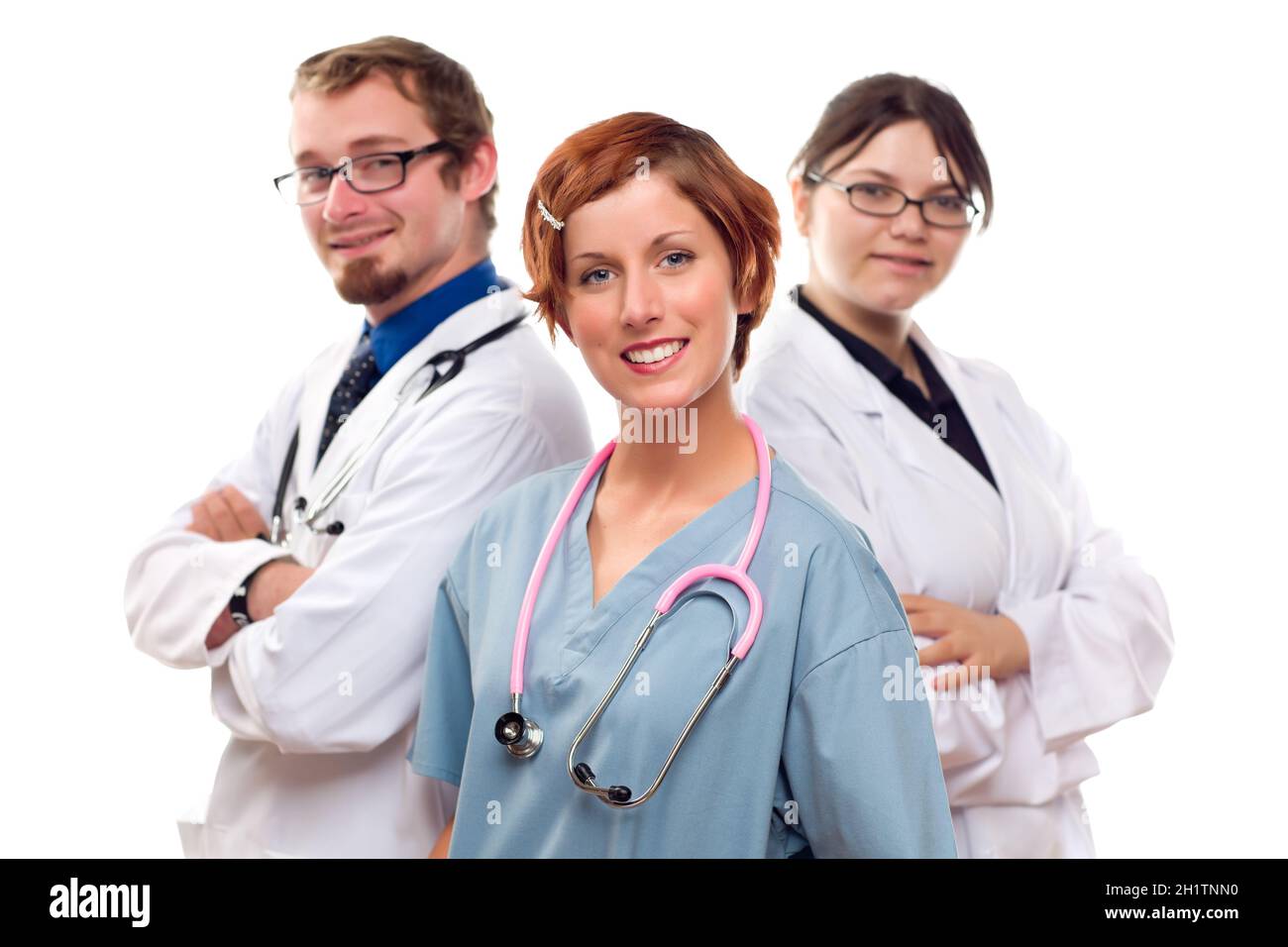 Il gruppo di medici o infermieri isolato su uno sfondo bianco. Foto Stock