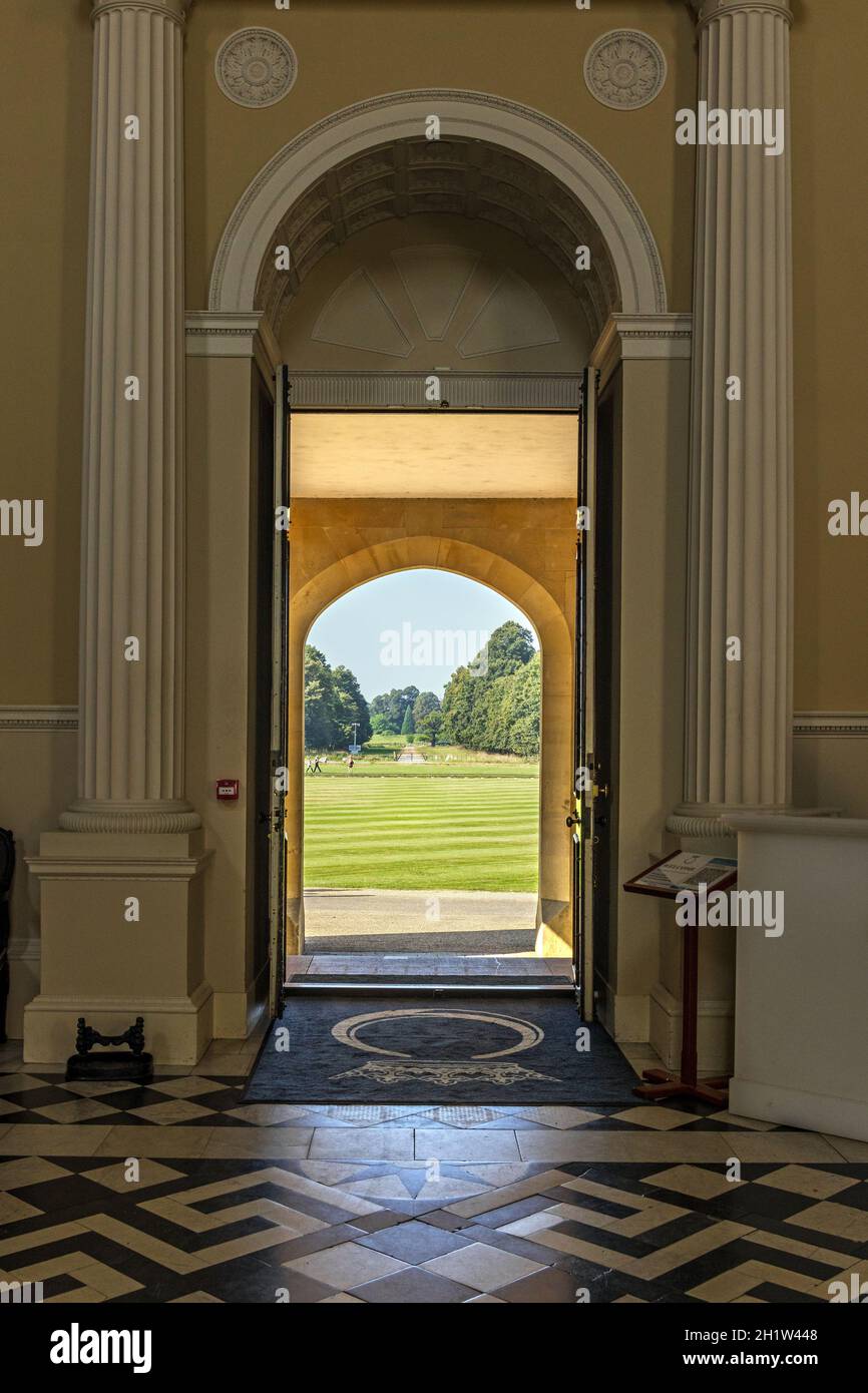 The Great Hall, Syon House, la residenza di Londra occidentale del Duca di Northumberland, Londra Borough di Hounslow, Londra occidentale, Inghilterra. Foto Stock