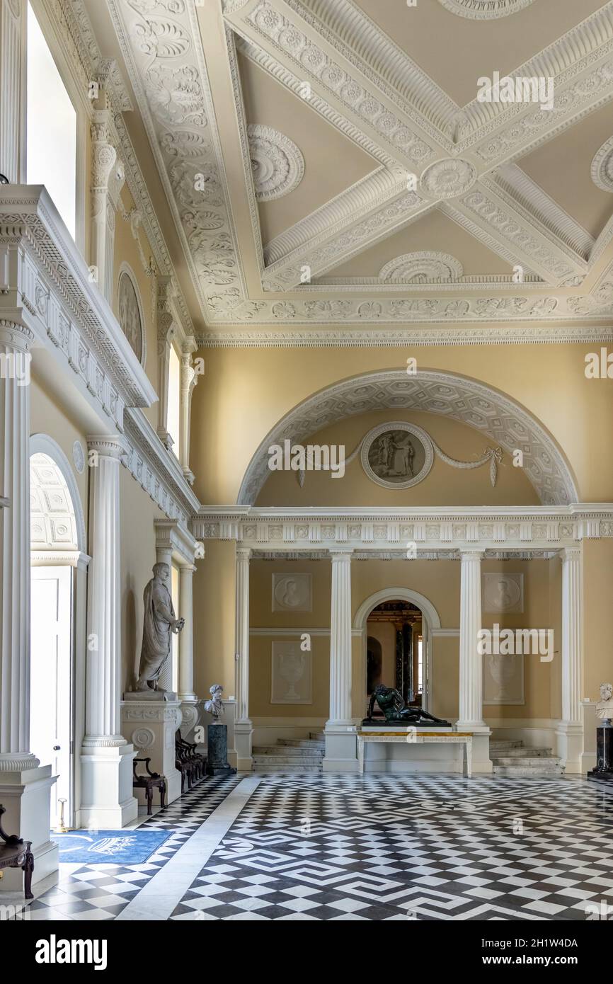 The Great Hall, Syon House, la residenza di Londra occidentale del Duca di Northumberland, Londra Borough di Hounslow, Londra occidentale, Inghilterra. Foto Stock