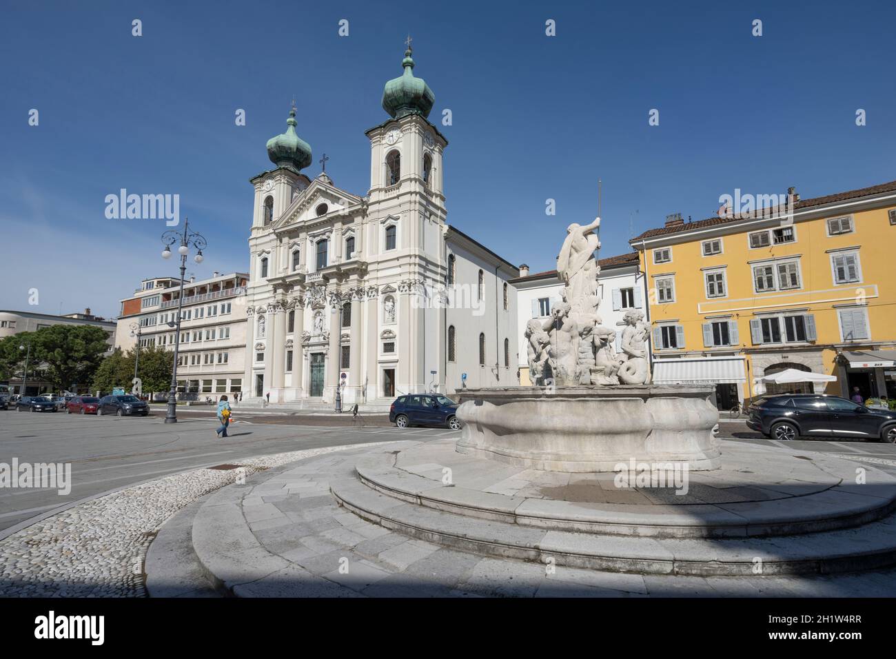 Gorizia, Italia. 21 maggio 2021. Vista panoramica della Chiesa di Sant'Ignazio nel centro della città Foto Stock