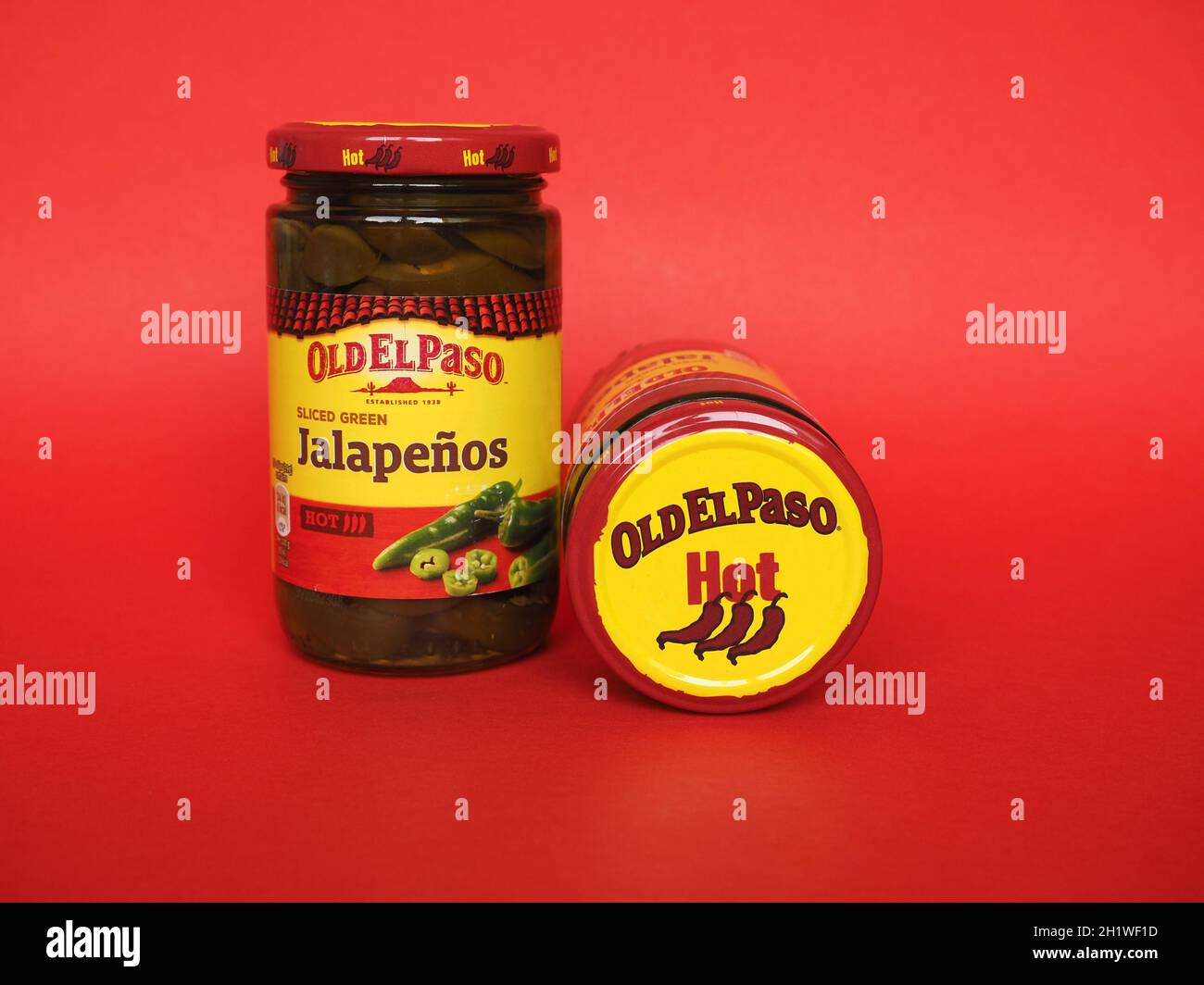 MINNEAPOLIS, USA - CIRCA GIUGNO 2021: Vasetto di Old El Paso a fette di Jalapenos verde Foto Stock